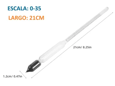 LD-35 LACTODENSÍMETRO PARA LECHE / HIDRÓMETRO MANUAL PORTÁTIL DE VIDRIO PARA LA MEDICIÓN DE DENSIDAD DE LECHE CON ESCALA DE 0 A 35 Y LARGO DE 21CM