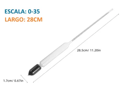 LD-35A LACTODENSÍMETRO PARA LECHE / HIDRÓMETRO MANUAL PORTÁTIL DE VIDRIO PARA LA MEDICIÓN DE DENSIDAD DE LECHE CON ESCALA DE 0 A 35 Y LARGO DE 28CM