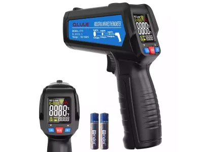 QLUUE  IT1-DE TERMÓMETRO INFRARROJO SIN CONTACTO - EMISIVIDAD AJUSTABLE [-50°C a 580°C]