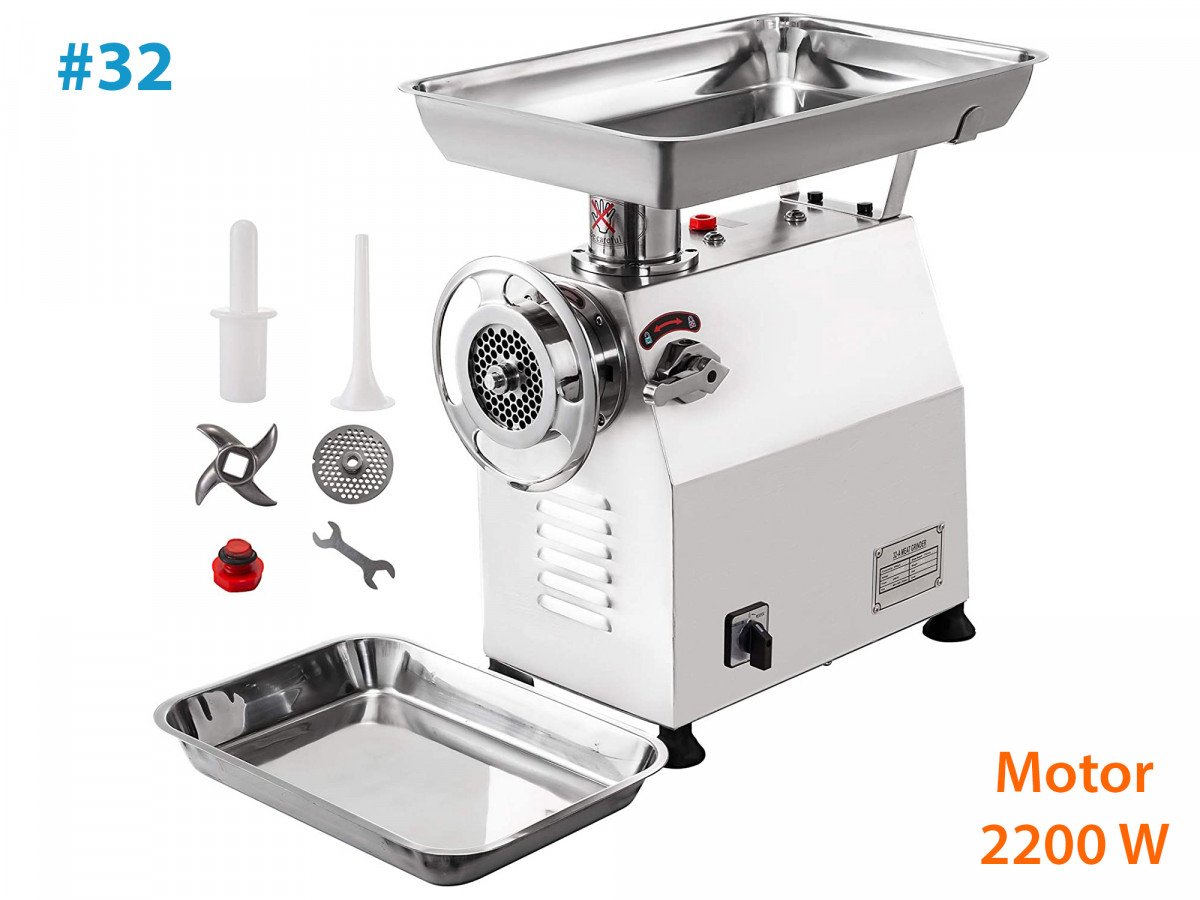 Picadora de carne eléctrica de 2600 W máximo, máquina picadora de carne  resistente, de acero inoxidable, con función inversa segura, máquina de