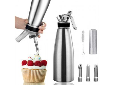 DISPENSADOR PROFESIONAL DE CREMA BATIDA/CHANTILLY DE ALUMINIO Y ACERO INOXIDABLE /  500ML