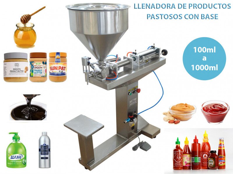 LSP-1000B LLENADORA SEMIAUTOMÁTICA ELECTRO-NEUMÁTICA DE PRODUCTOS PASTOSOS CON BASE  [100-1000ml]