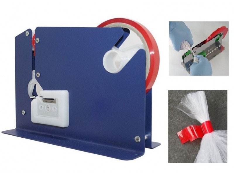PCB-A PRECINTADORA CIERRA CUELLO DE BOLSAS PLÁSTICAS CON CINTA ADHESIVA / ACERO PINTADO AZUL
