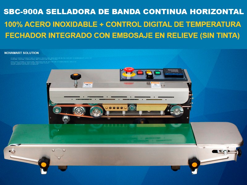 SBC-900A SELLADORA DE BANDA CONTINUA HORIZONTAL DE ACERO INOXIDABLE