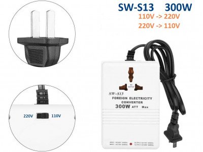 SW-S13 Convertidor Transformador de Voltaje 220V <->110V  de 300 Watts
