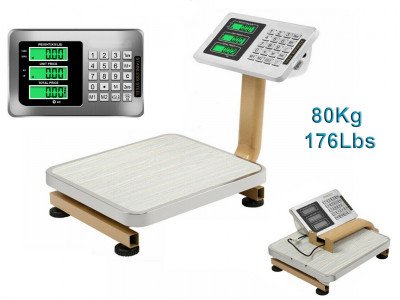 BP-80K BALANZA DE PLATFORMA DIGITAL DE MESA CON CALCULADORA DE PRECIO 80Kg / 176Lbs