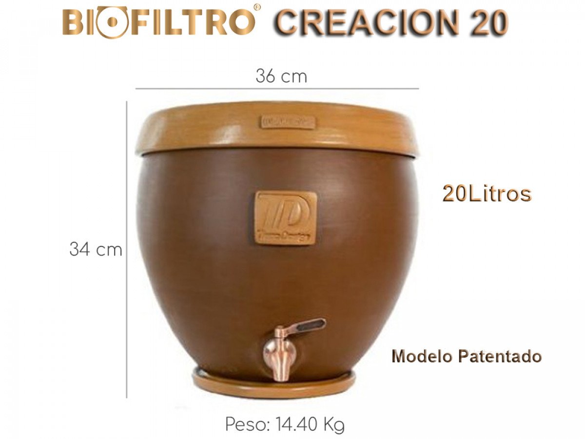 BIOFILTRO 20 Litros - Purificador de Agua y Pieza de Arte : 100%